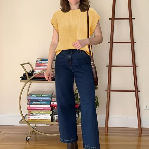 Summer Short Sleeve Sweater for Women 2025 Crew Neck Ribbed Knit Vests Trendy Pu - Picture 5 of 6